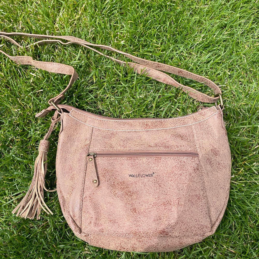 Wallflower medium brown faux leather crossbody bag purse